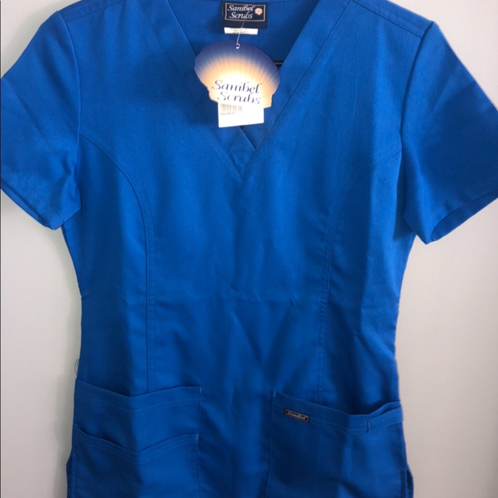 Royal blue scrub top